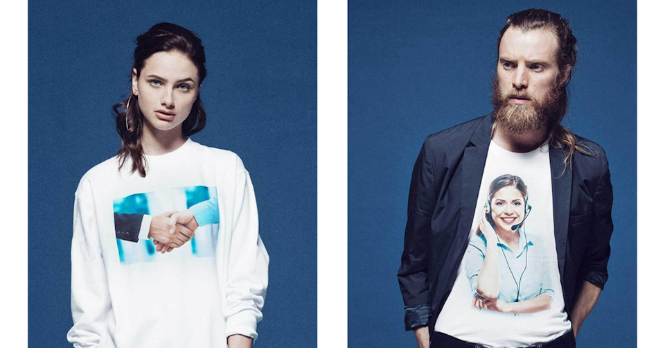 Stock photo cliches printed on clothing