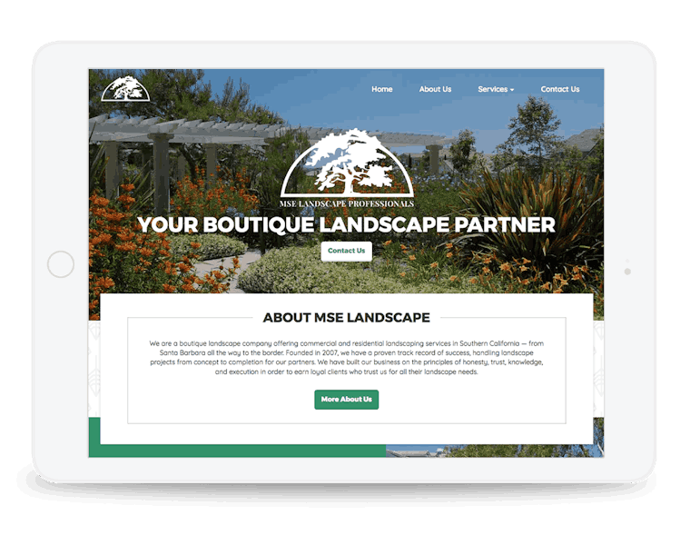 We worked with MSE Landscape Professionals, a landscaping company based in Escondido, California, to redesign their website and improve their search rankings.