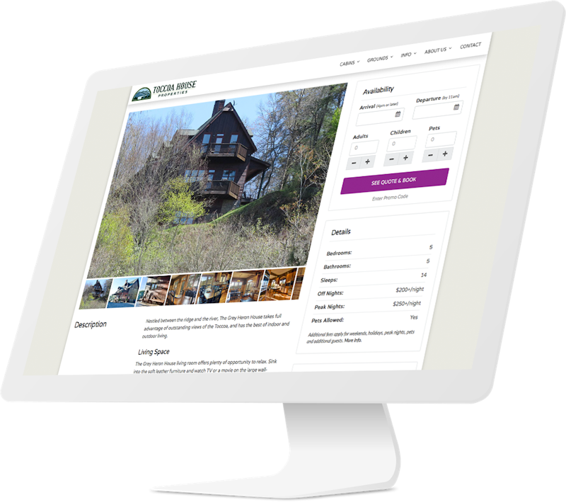 Responsive website design for cabin rental company